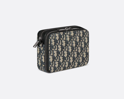 Pochette zippée à bandoulière Noir et Beige