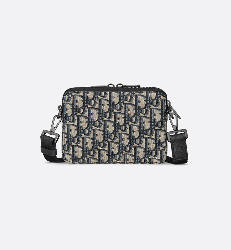 Pochette zippée à bandoulière Noir et Beige