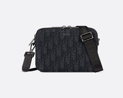 Pochette zippée à bandoulière
Toile jacquard Dior Oblique noir - #1