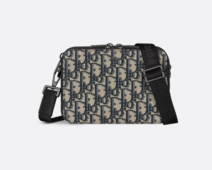 Pochette zippée à bandoulière Noir et Beige