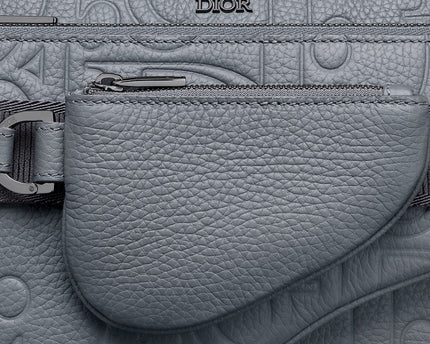 Triple Pouch Saddle Cuir Gris