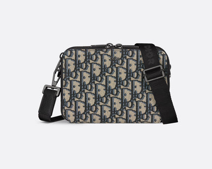 Pochette zippée à bandoulière Toile jacquard Dior Oblique noir - #2
