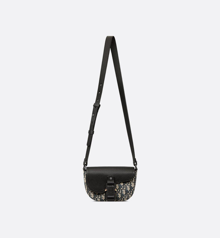 Mini sac Messenger à rabat Saddle Noir et Beige