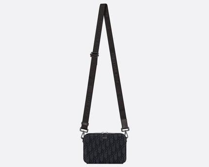 Pochette zippée à bandoulière
Toile jacquard Dior Oblique noir - #1