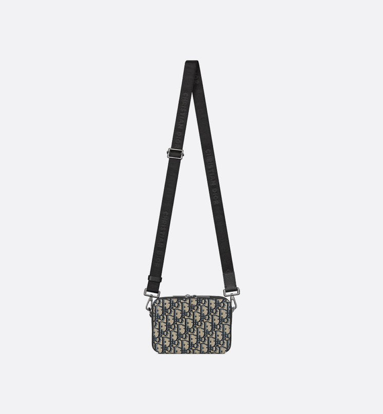 Pochette zippée à bandoulière Noir et Beige