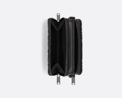 Pochette zippée à bandoulière Noir et Beige