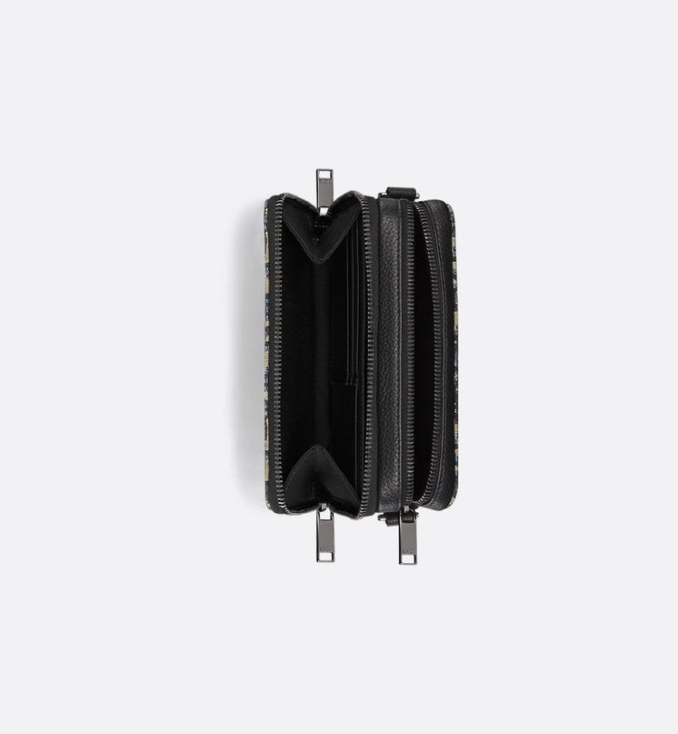 Pochette zippée à bandoulière Noir et Beige