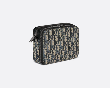 Pochette zippée à bandoulière Toile jacquard Dior Oblique noir - #2