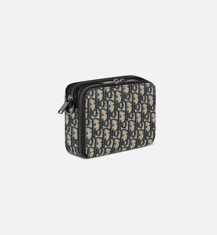 Pochette zippée à bandoulière Toile jacquard Dior Oblique noir - #2