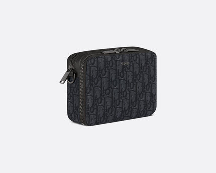 Pochette zippée à bandoulière
Toile jacquard Dior Oblique noir - #1