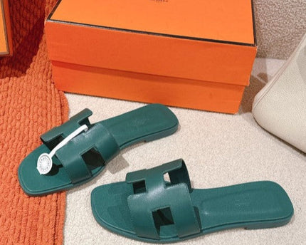 Hermes - Claquettes Vert Bouteille