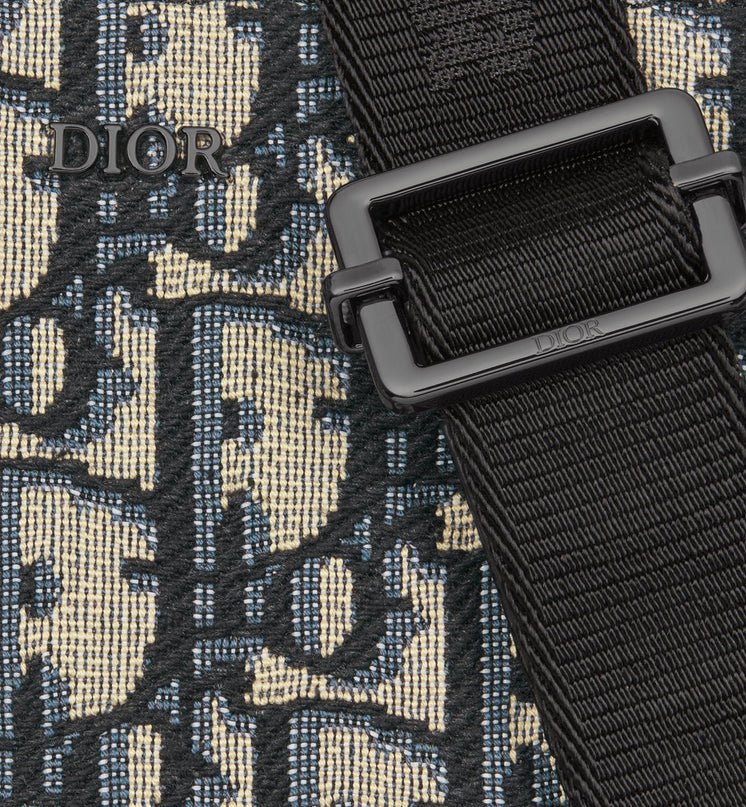 Pochette zippée à bandoulière Toile jacquard Dior Oblique noir - #2