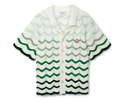 Wavy Gradient Crochet Shirt - casablanca
