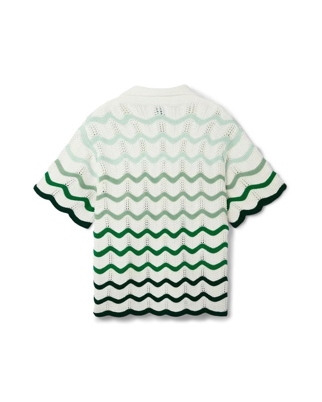 Wavy Gradient Crochet Shirt - casablanca