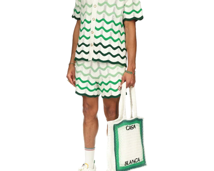 Wavy Gradient Crochet Shirt - casablanca