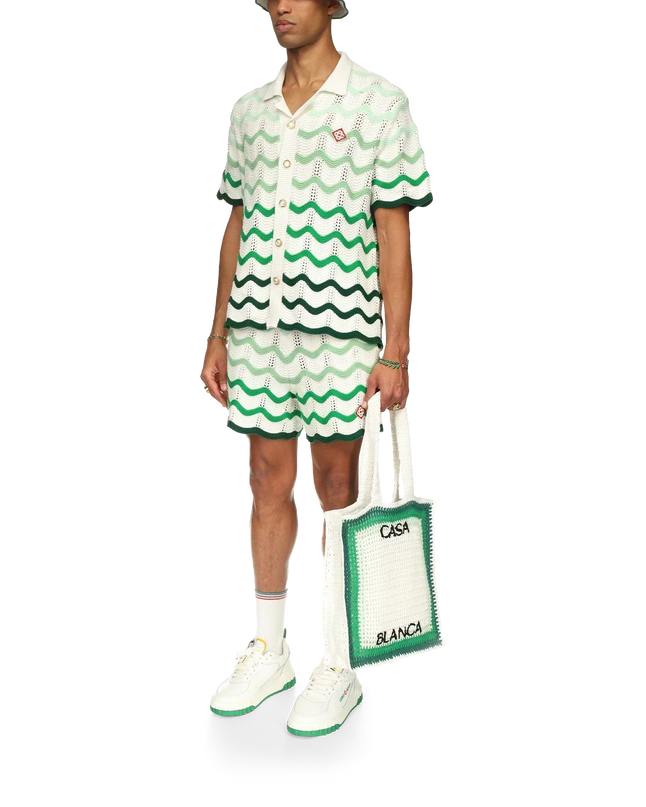 Wavy Gradient Crochet Shirt - casablanca