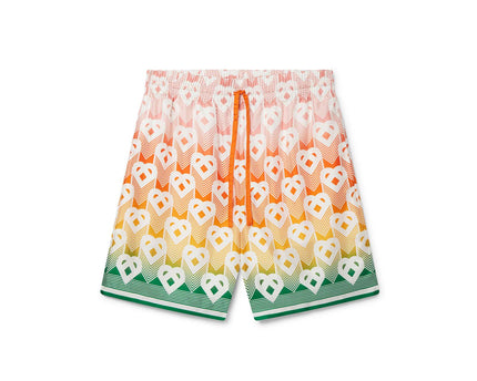 Gradient Heart Monogram Silk Shorts