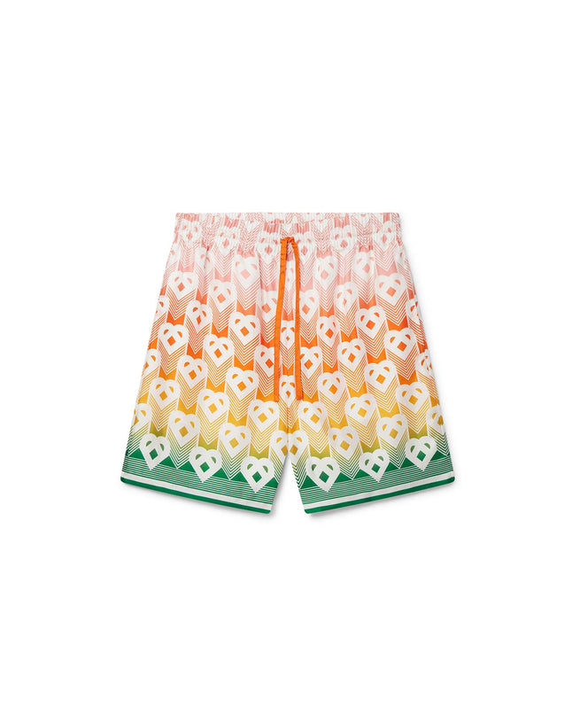 Gradient Heart Monogram Silk Shorts