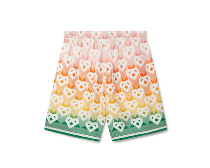 Gradient Heart Monogram Silk Shorts