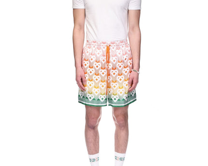 Gradient Heart Monogram Silk Shorts