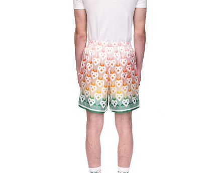 Gradient Heart Monogram Silk Shorts