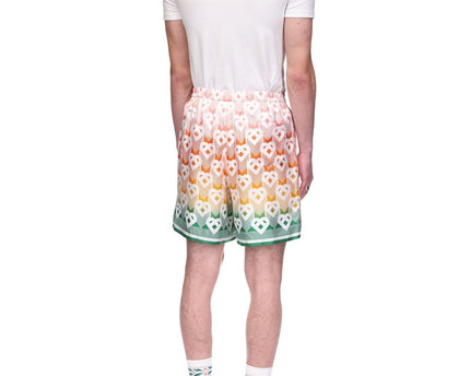 Gradient Heart Monogram Silk Shorts
