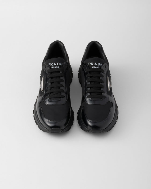 Basket Prada Noir en cuir brossé