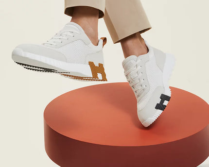 Hermès Bouncing blanc/maron/noir